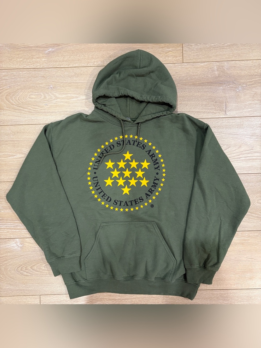 US Army Official Military Olive Green Star Logo Hoodie M
